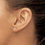Sterling Silver RH-plated Polished 6 Prong 3mm CZ Post Stud Earrings