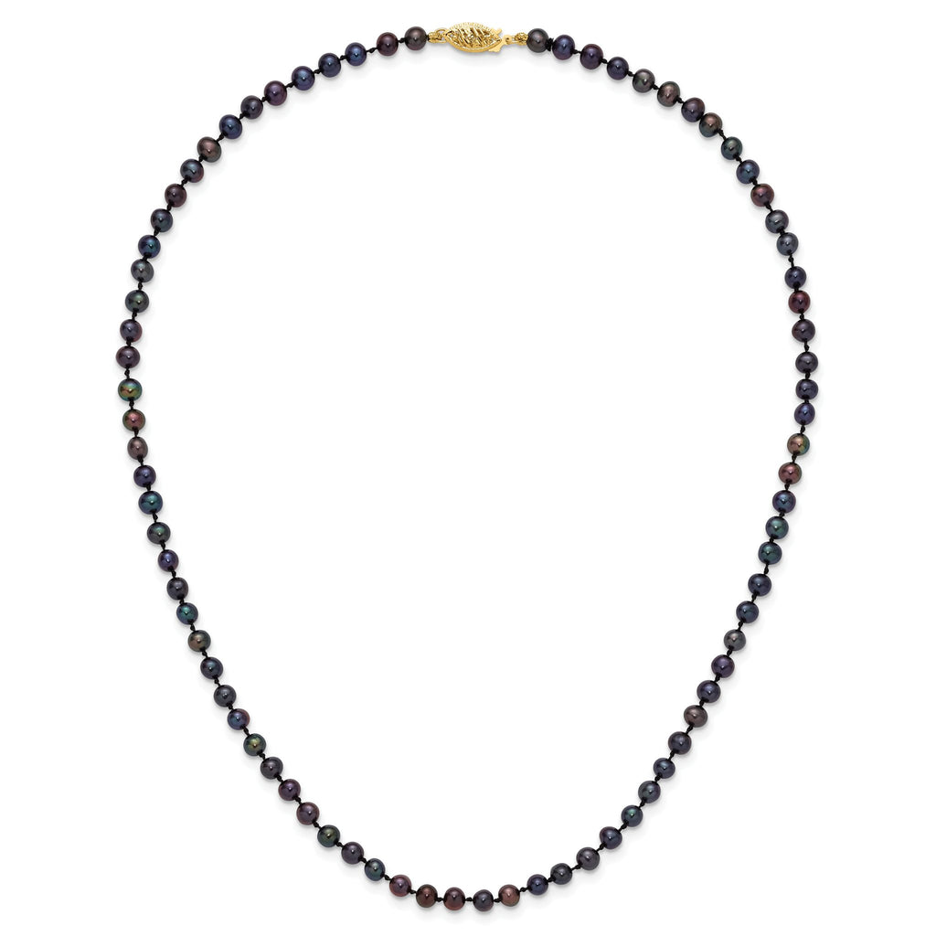 14k 4-5mm Black Near-Round Freshwater Cultured Pearl 7.5 inch Bracelet