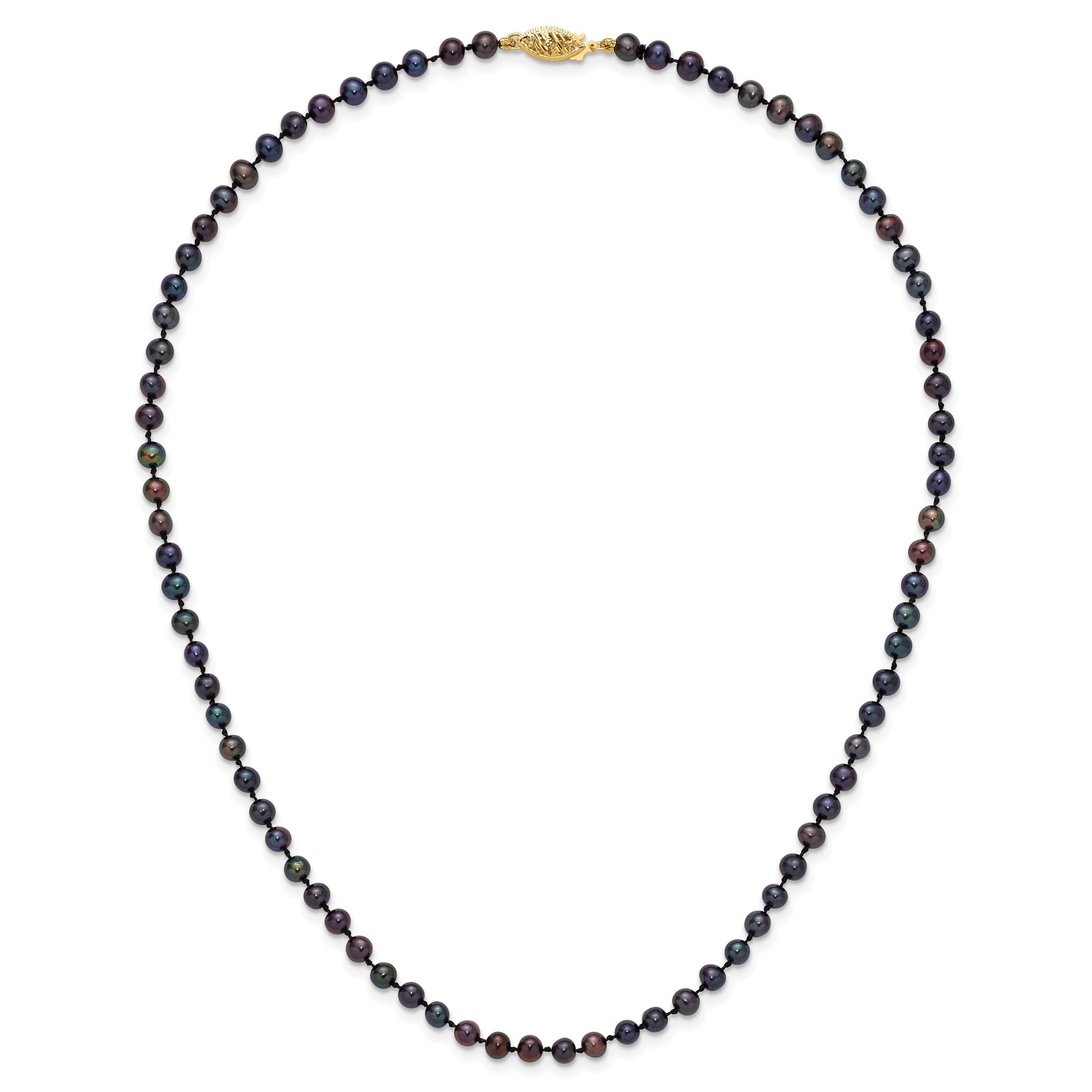 14k 4-5mm Black Near-Round Freshwater Cultured Pearl 7.5 inch Bracelet