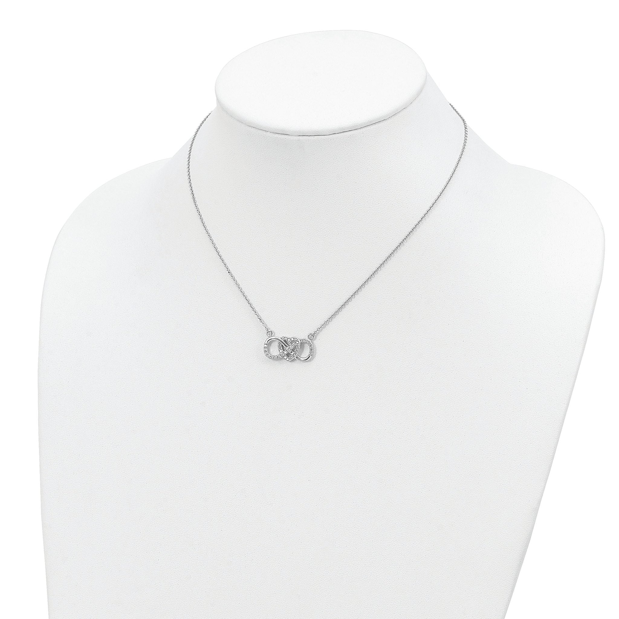 Sterling Silver Rhodium-plated With CZ Heart With Infinity Symbol Necklace