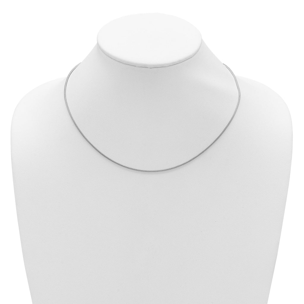 Sterling Silver RH-plt 1.4mm Popcorn 1in+1in Adjustable Chain