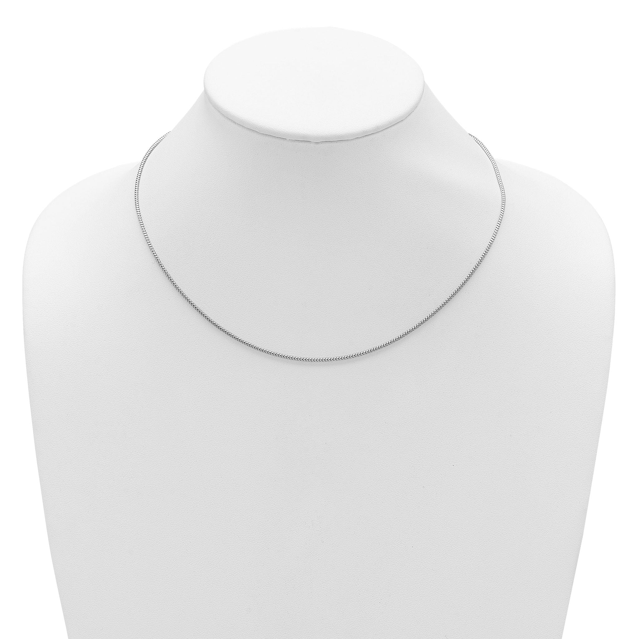 Sterling Silver RH-plt 1.4mm Popcorn 1in+1in Adjustable Chain