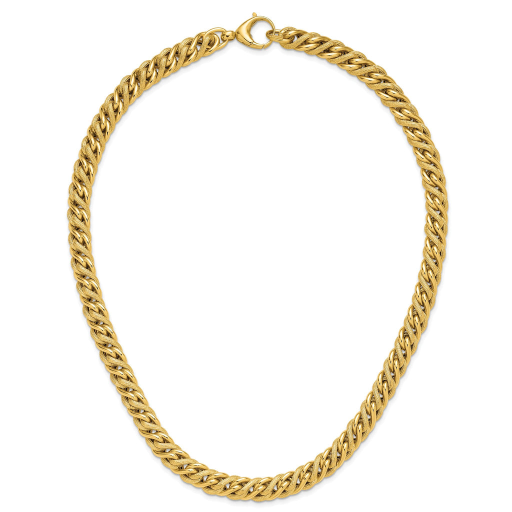 14K Polished and Textured Fancy Link Necklace