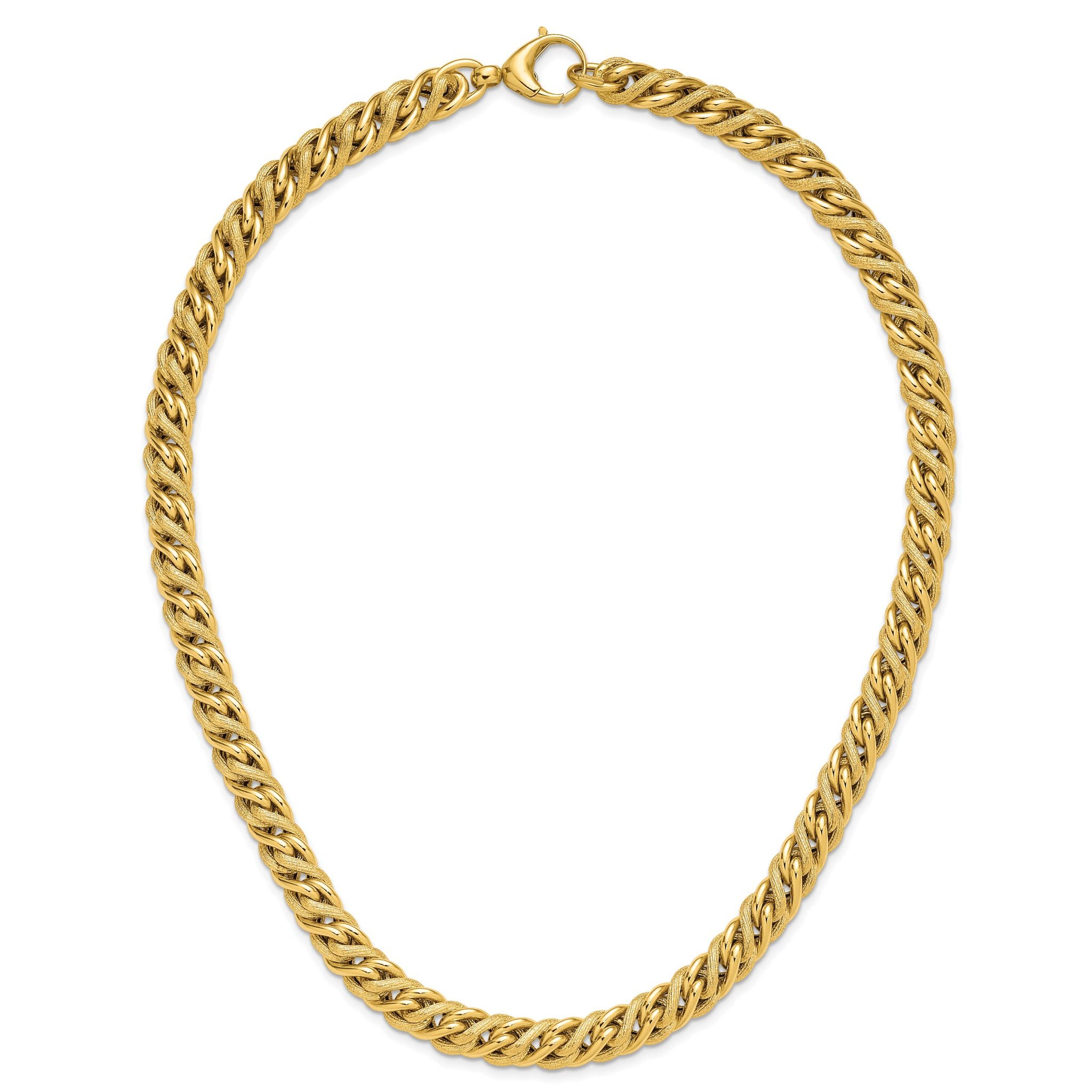 14K Polished and Textured Fancy Link Necklace