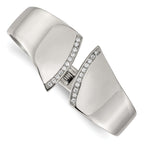 Stainless Steel Polished with Cubic Zirconia Hinged Bangle Bracelet for Women