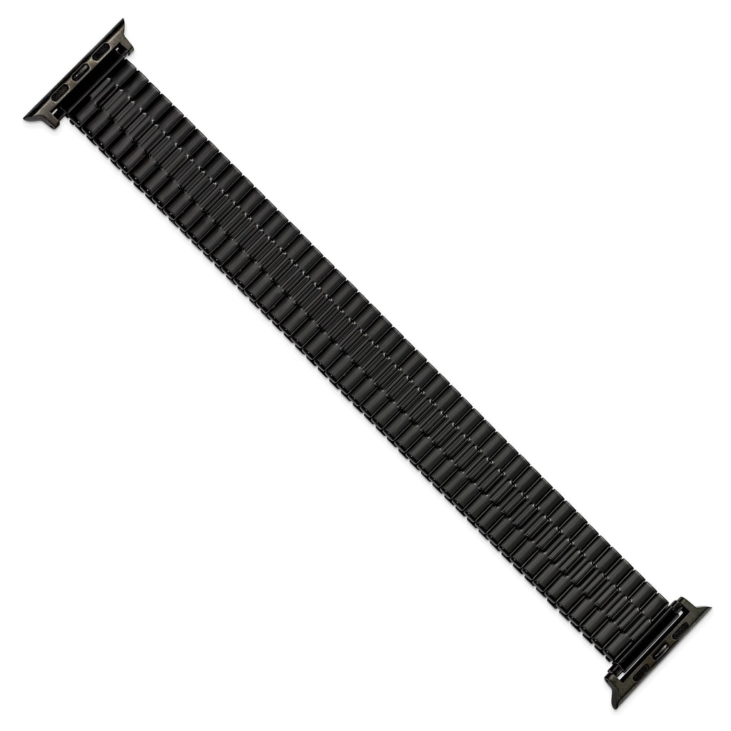 for Apple 38/40mm Smart Watch Mens Long Black Stainless Steel 7.5 inch Expansion Watch Band with Black Adapters