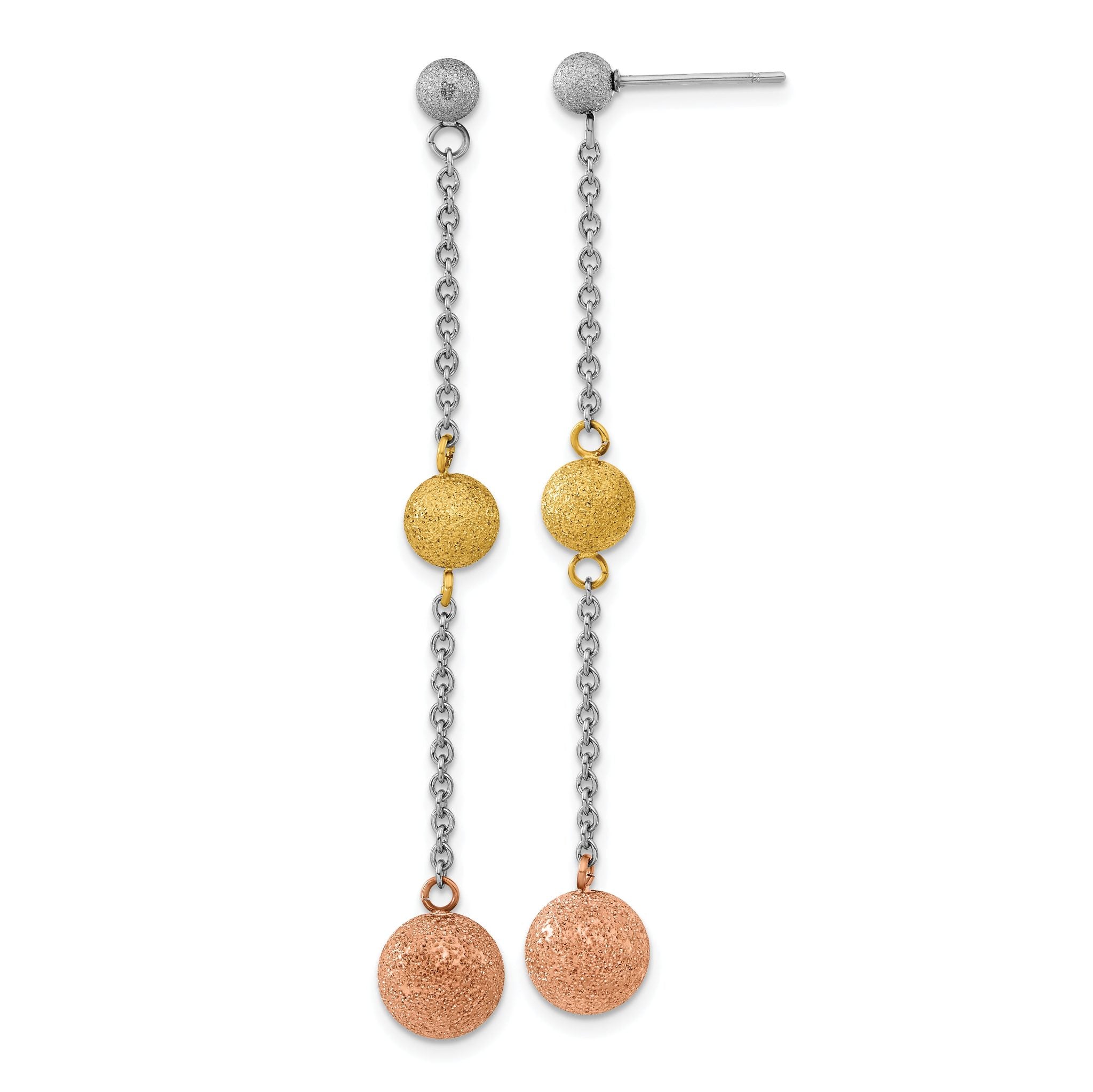 Stainless Steel Multi-Color Laser Design Drop Dangle Earrings for Women