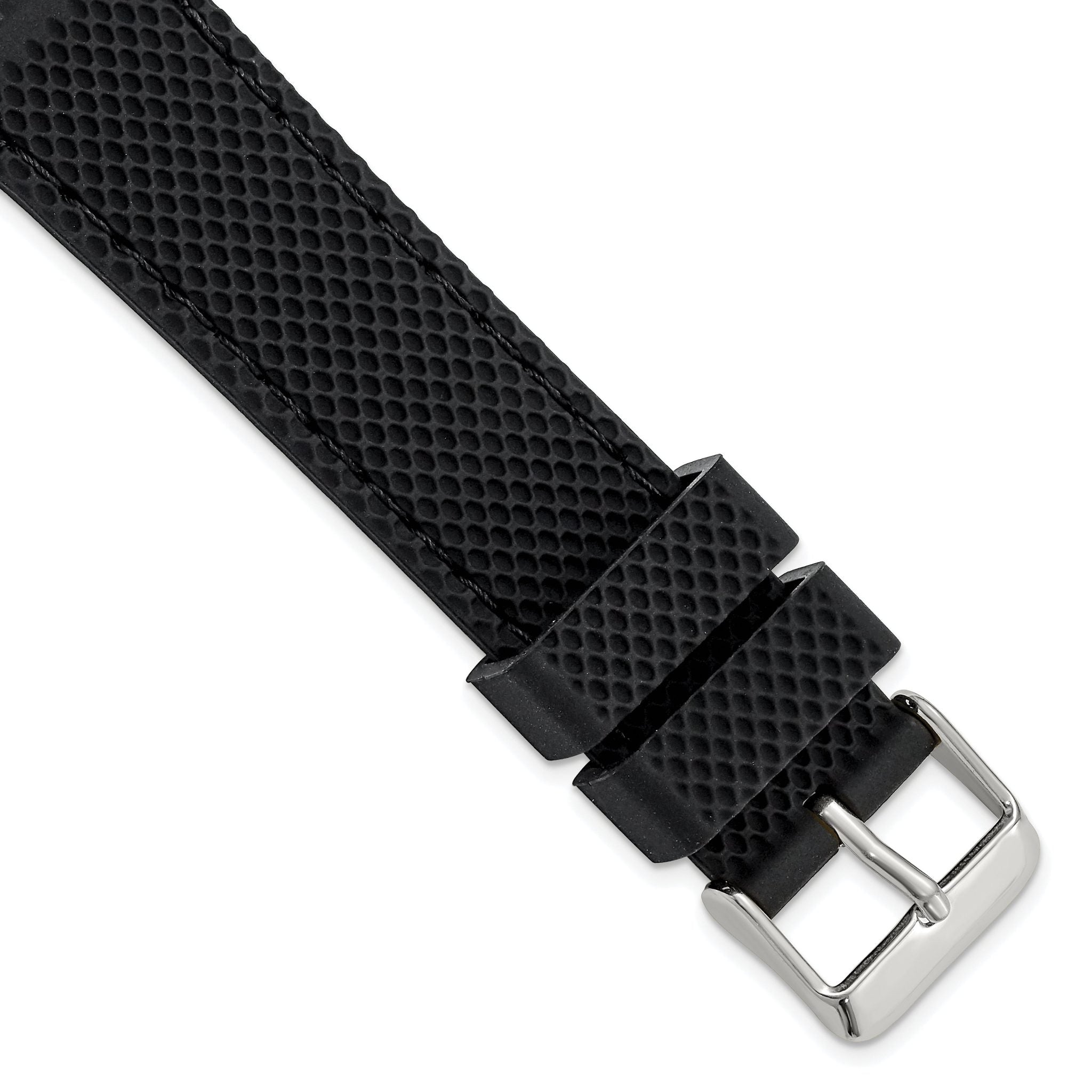 Textured Silicone Watch Band in Black, 22mm