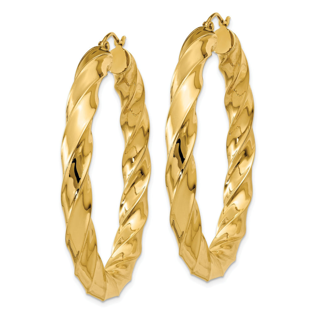 14k Polished 5.0mm Twisted Hoop Earrings