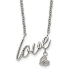 Polished & Textured LOVE Necklace in Stainless Steel