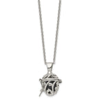 Black Agate Opening Box Necklace in Stainless Steel