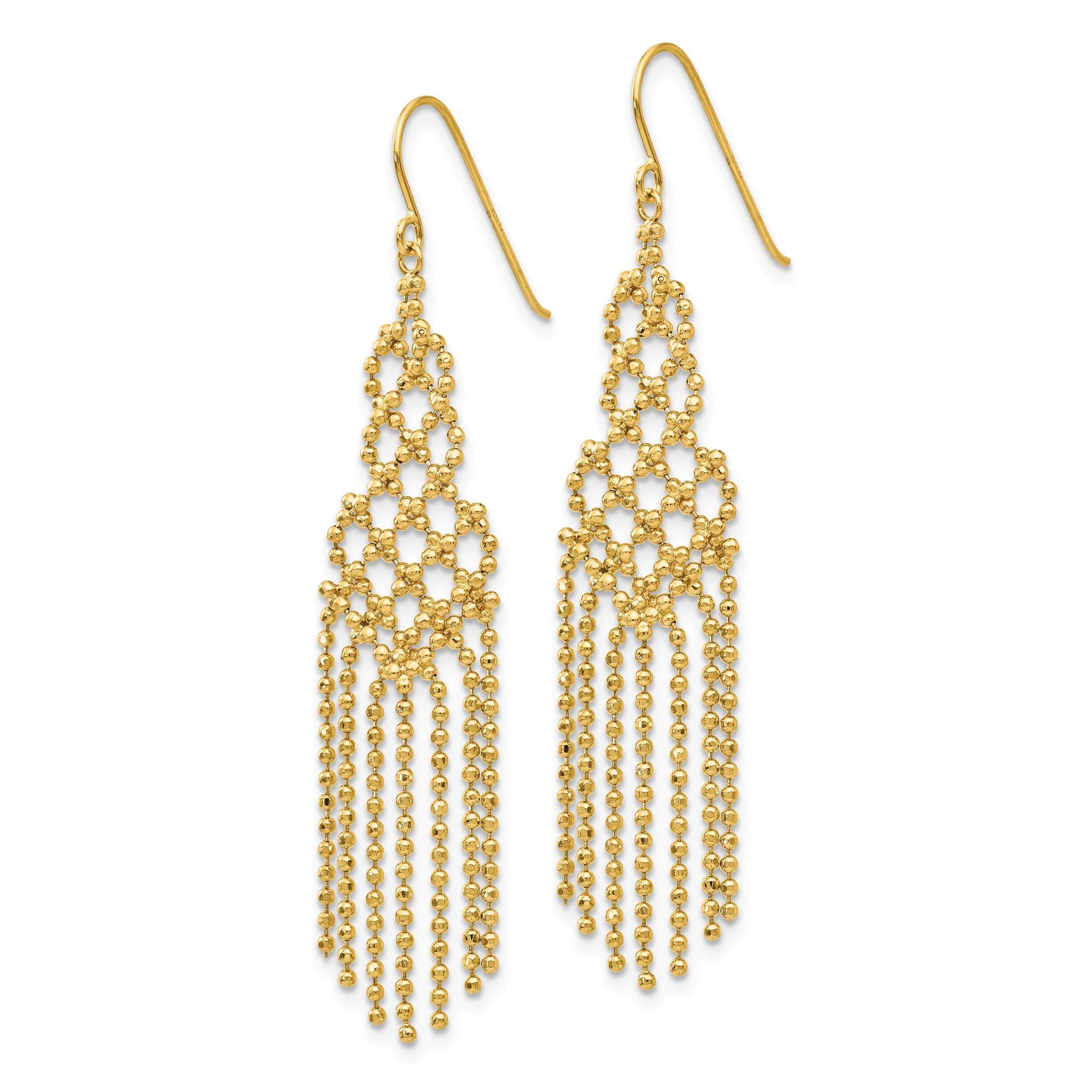 14K Gold Bead Chain Earrings with Polished Finish Elegant Style