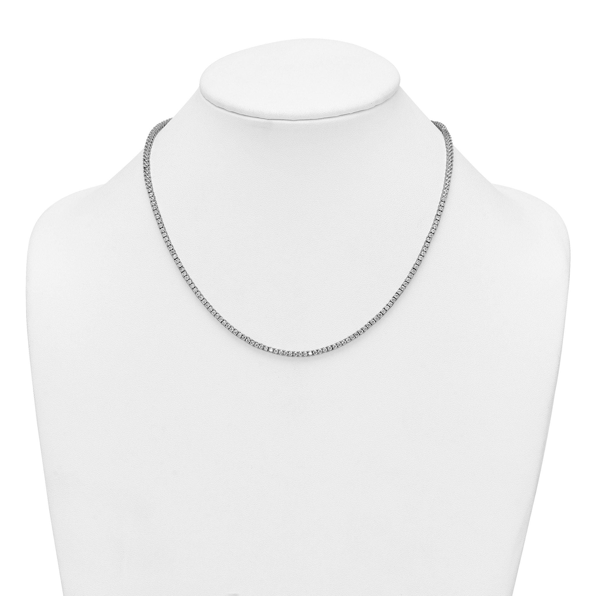 Sterling Silver Rhodium-plated CZ 18 inch Tennis Necklace