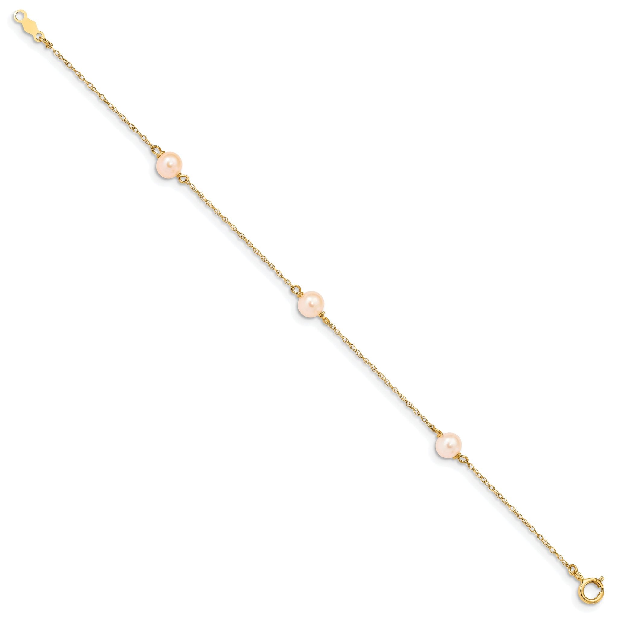 14K Madi K 5-6mm Pink Round FWC Pearl 3-station Bracelet Secondary image