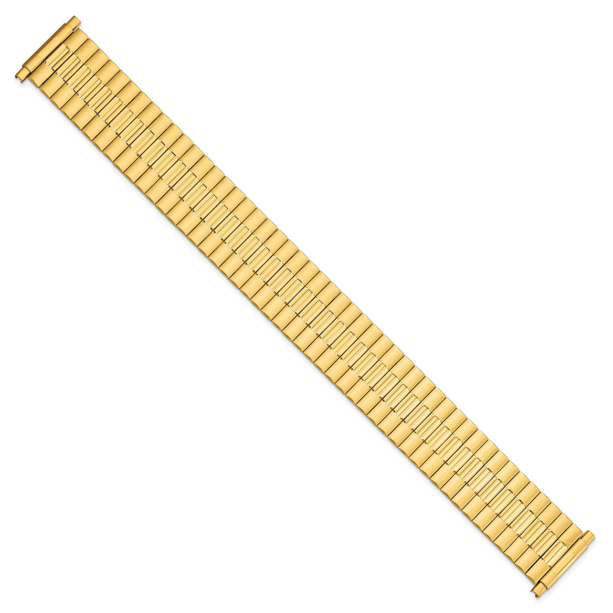 Mens Long 17-22mm Satin and Polished Yellow IP-plated Stainless Steel 7.25 inch Expansion Watch Band