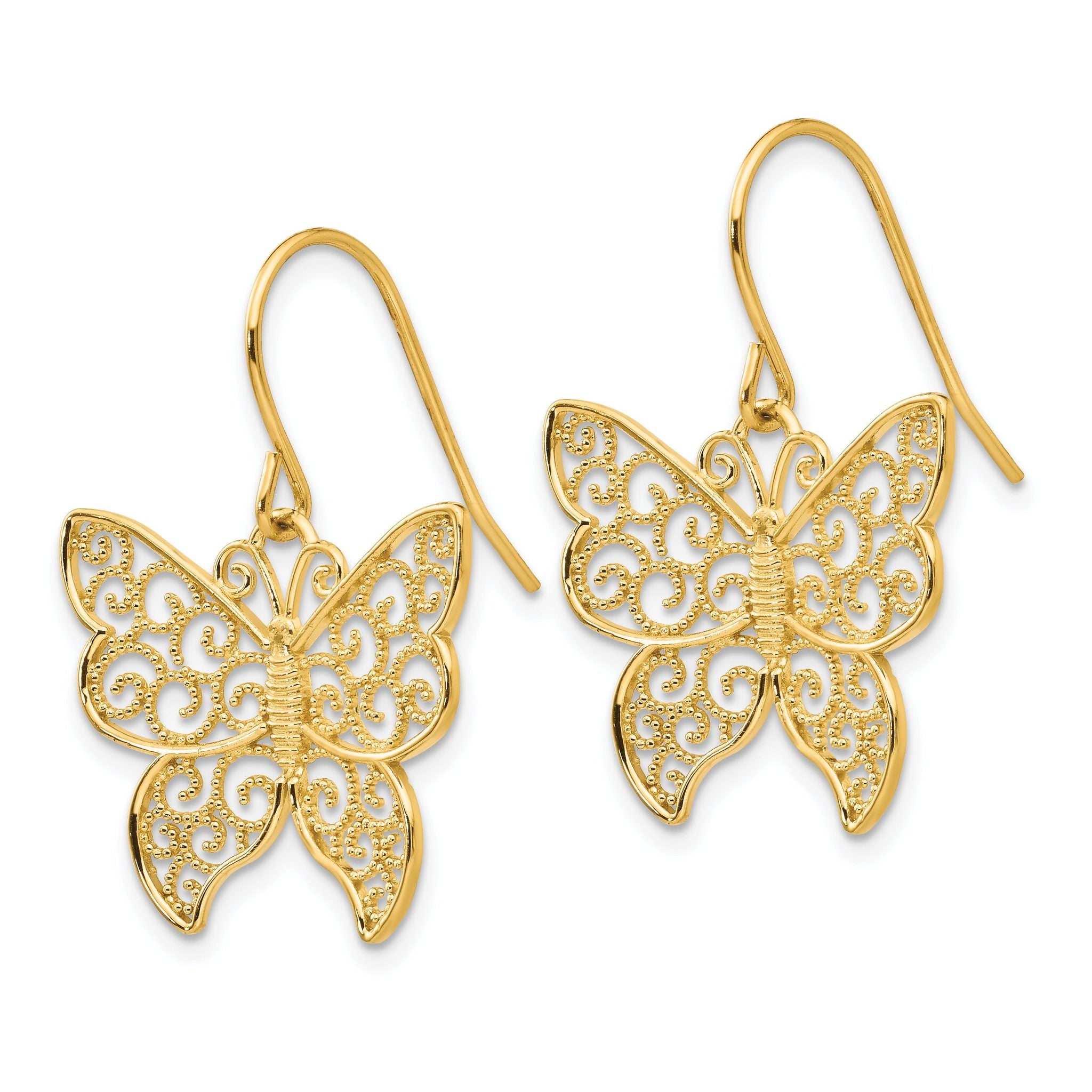 14K Butterfly Earrings Secondary image