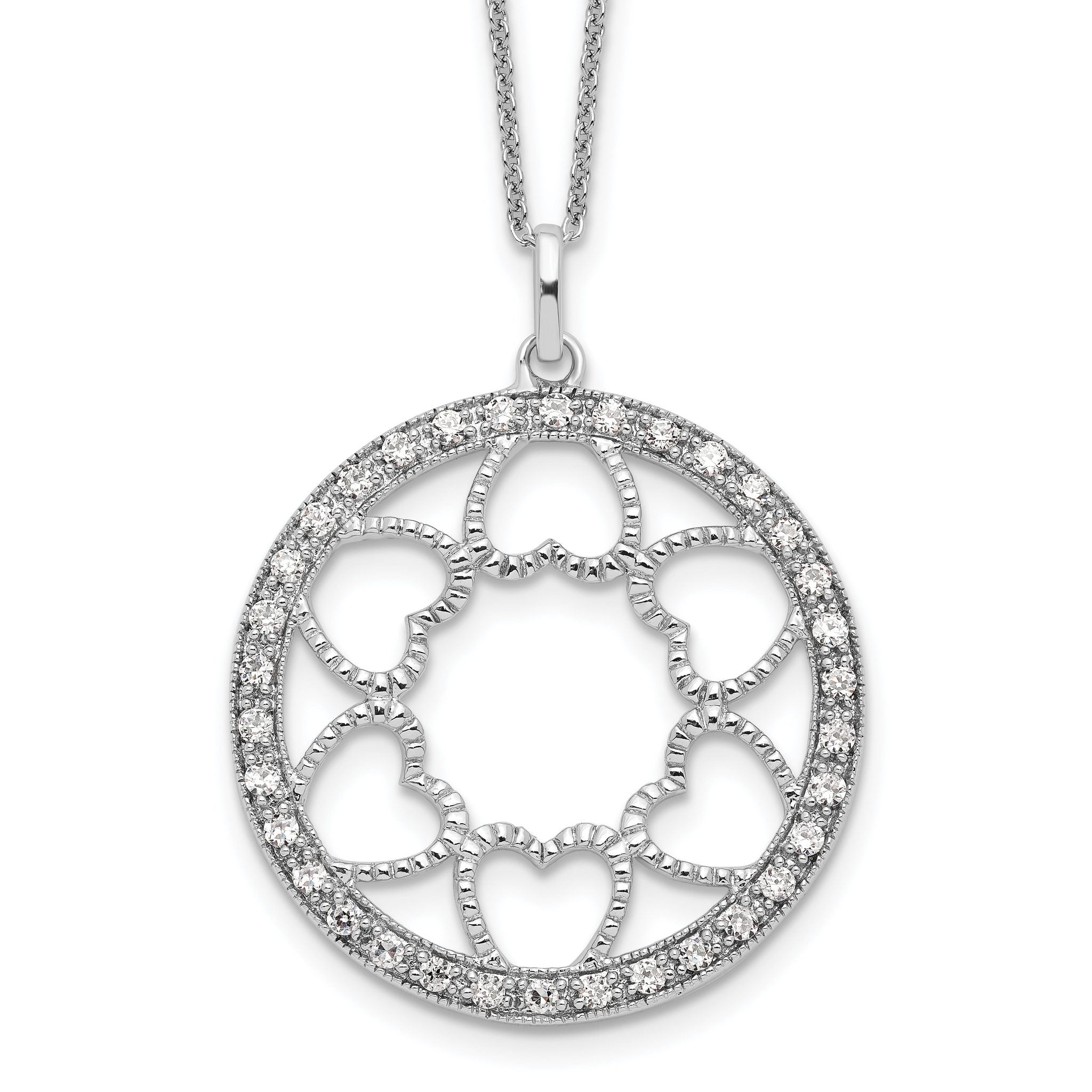 Sentimental Expressions Sterling Silver Rhodium-plated CZ Fullness Of Blessings 18in Necklace Main image