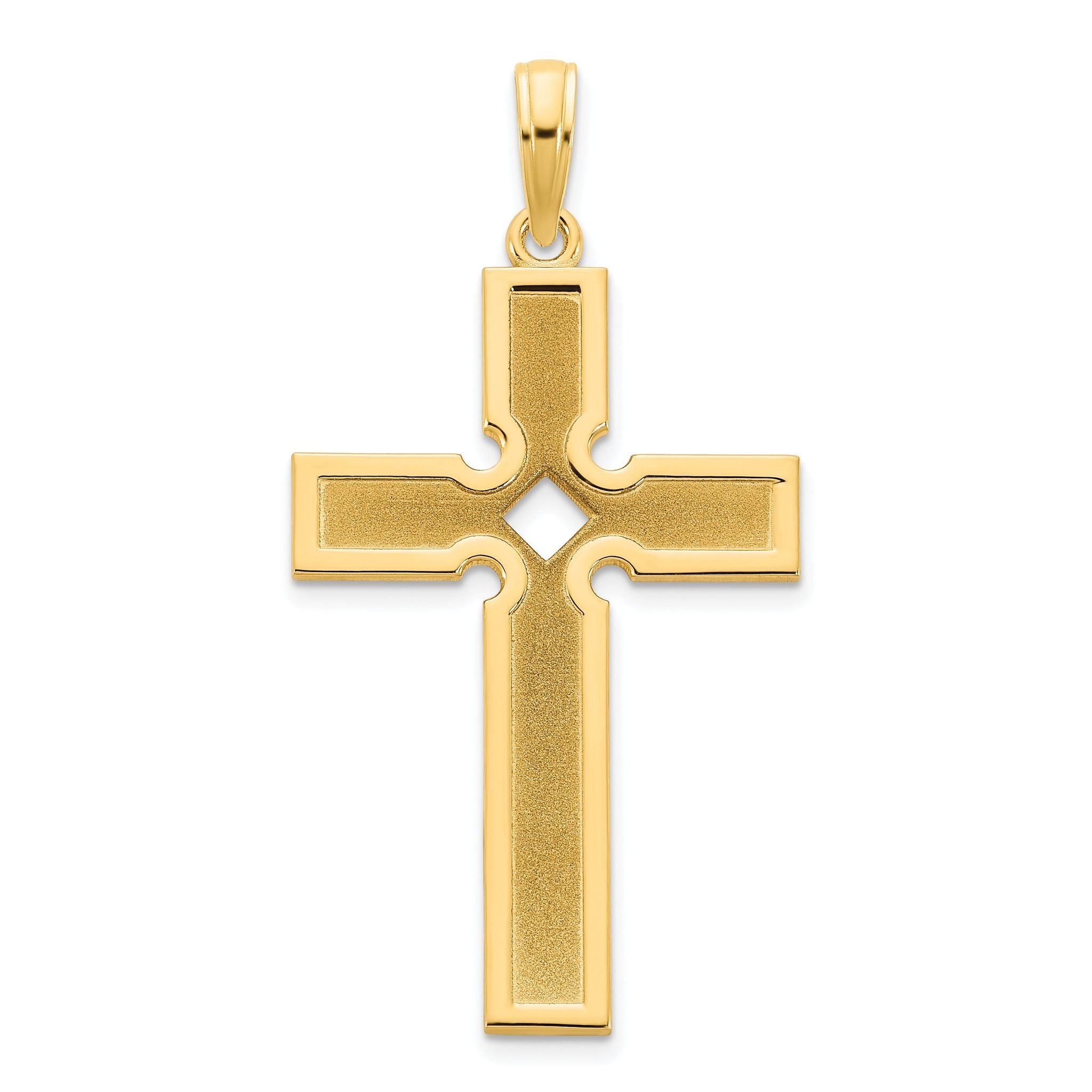14k Polished and Satin Cross Pendant Main image