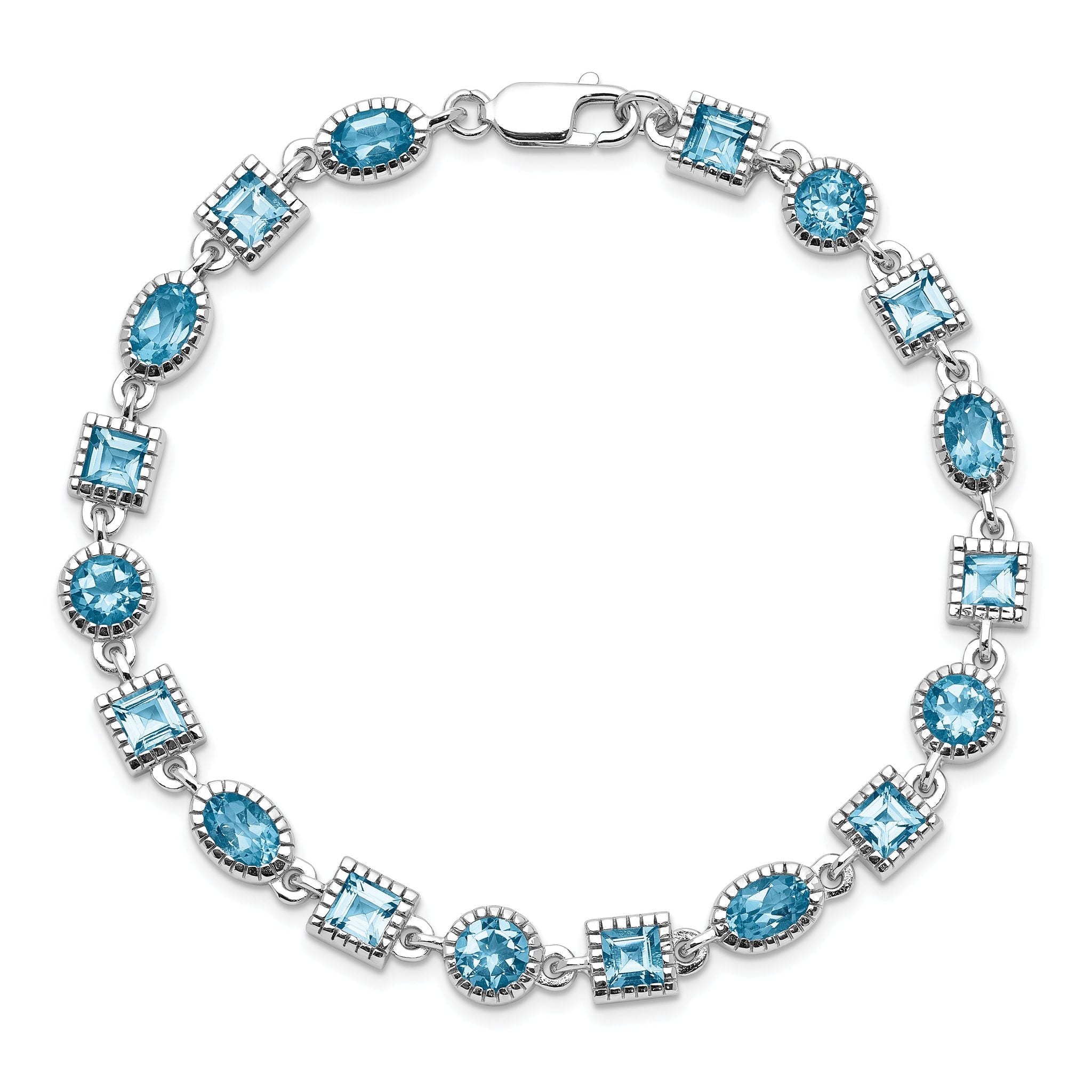 Sterling Silver Rhodium-plated Blue Topaz Bracelet