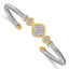 Sterling Silver Vermeil Cubic Zirconia Rope Bangle Elegant & Flexible Cuff