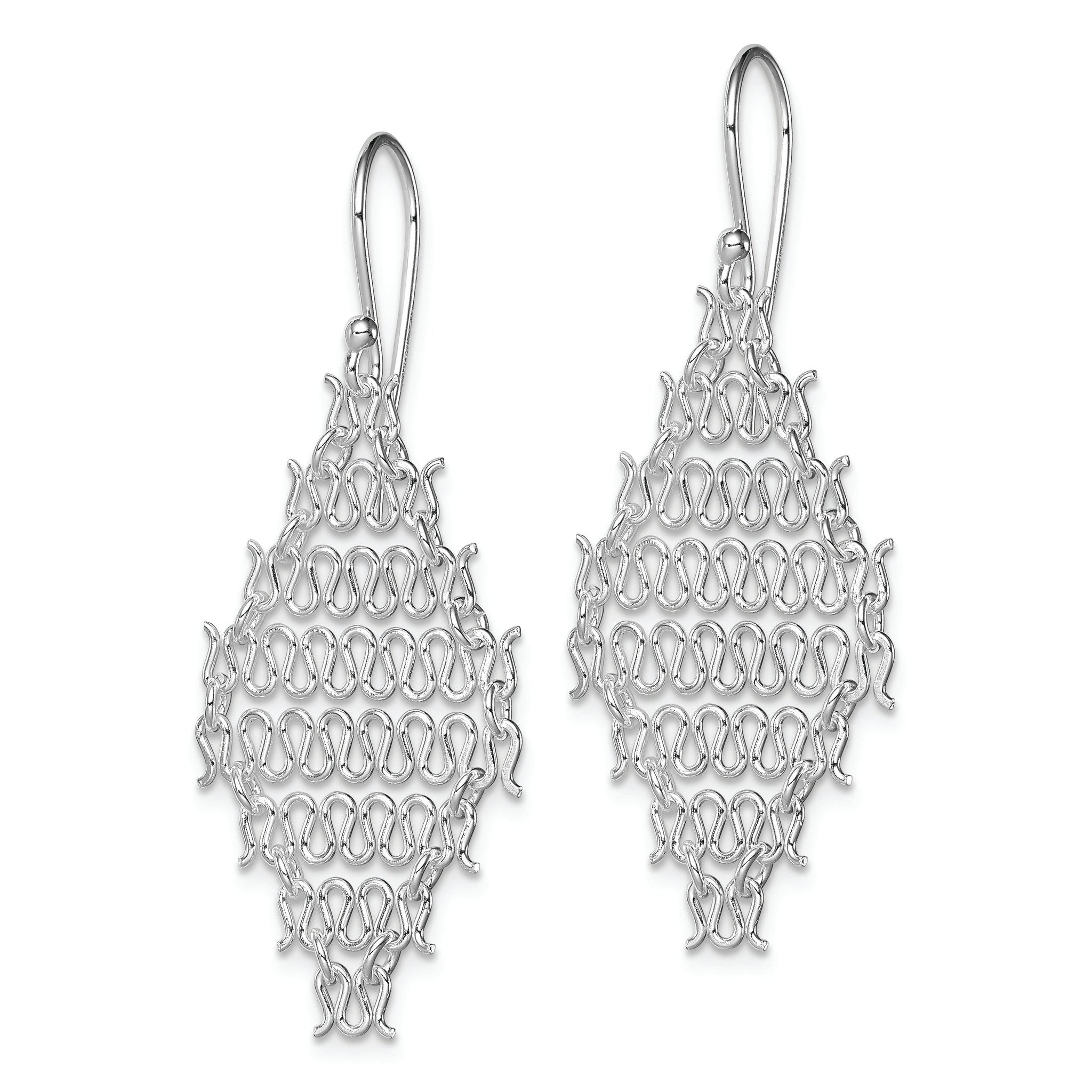 Sterling Silver Rhodium-plated Polished Chain Link Dangle Earrings Secondary image