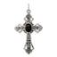 Sterling Silver 925 Onyx Cross Pendant with Polished Antiqued Finish
