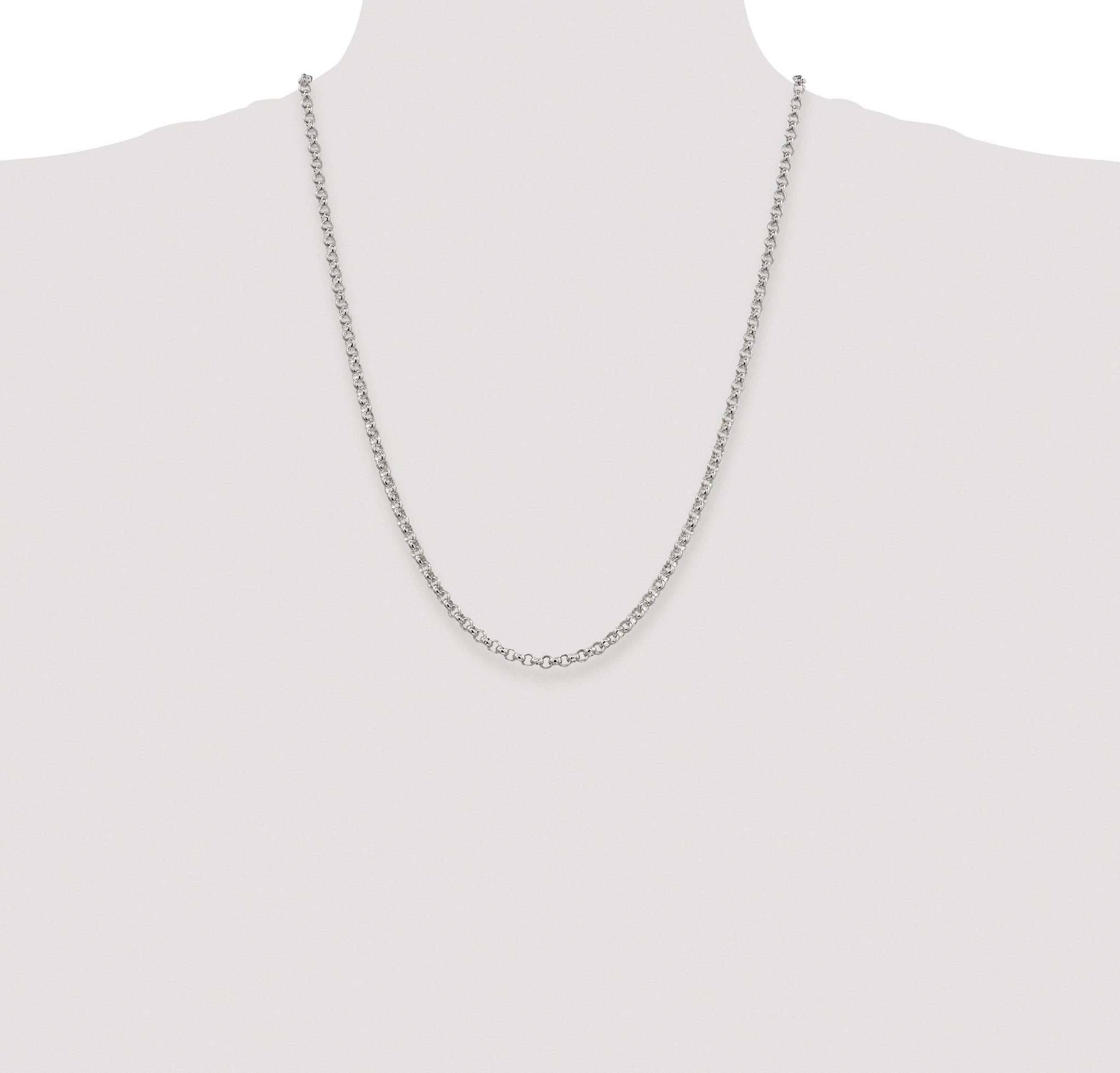 Sterling Silver Rhodium-plated 4mm Rolo Chain