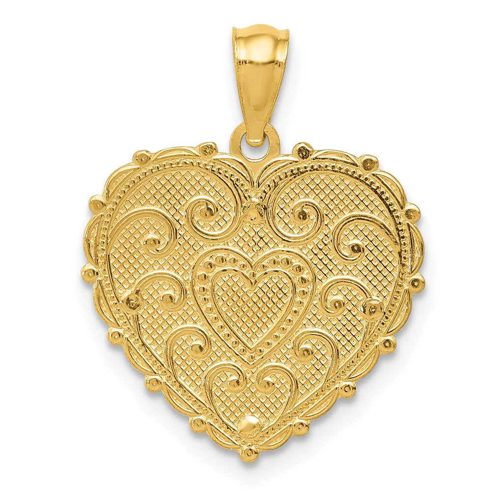 14K Tri-Color Gold #1 MOM Polished Shadowbox Pendant Elegant & Reversible