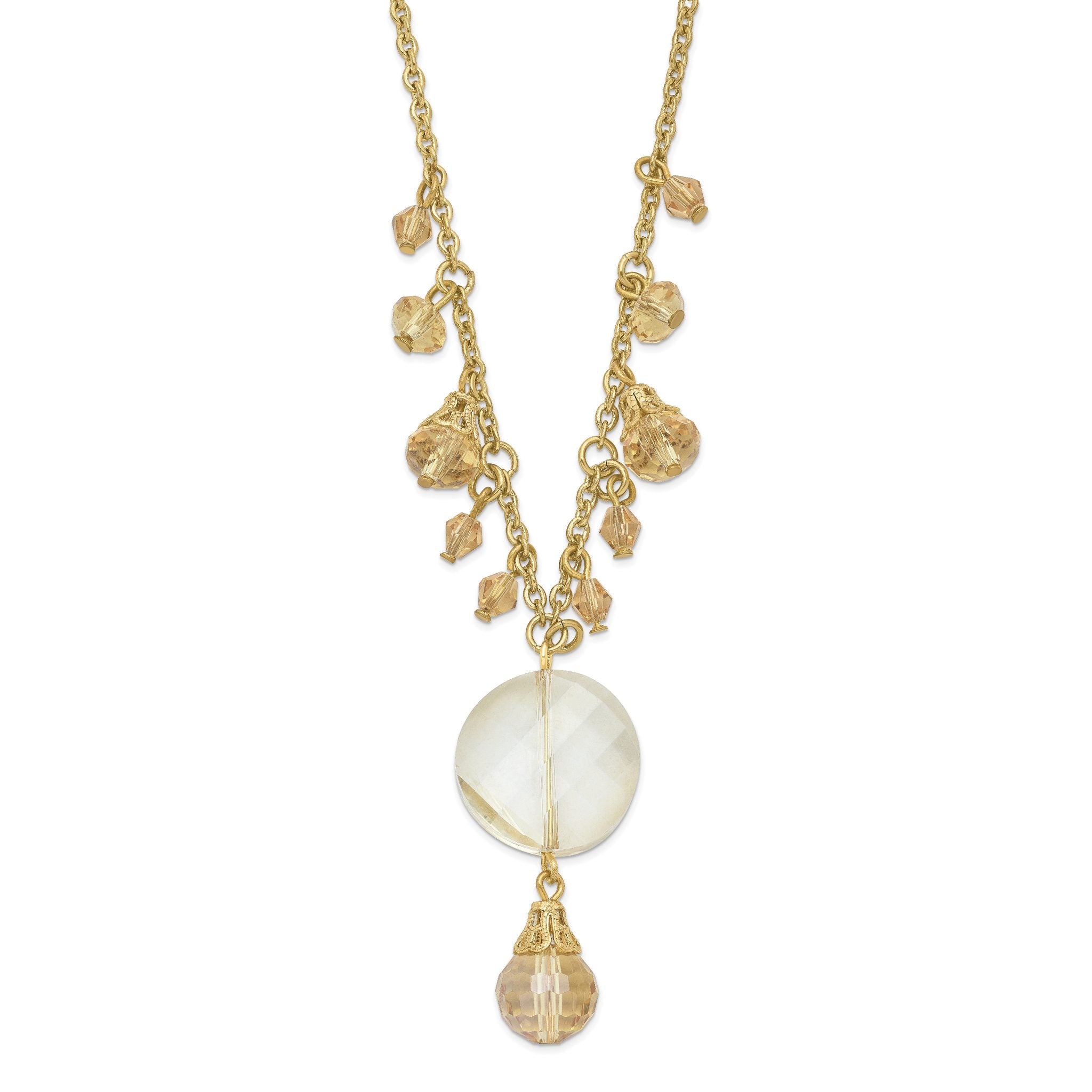 1928 Gold-tone Colorado Champagne Glass Beads With  2in ext Necklace Main image