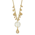 1928 Gold-tone Colorado Champagne Glass Beads With  2in ext Necklace