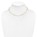 14K Polished Oval Disk Station w/2in ext. Necklace