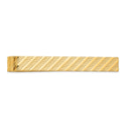14K Gold Men's Textured Tie Bar with Polished Finish