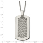 Titanium Men's Dog Tag Necklace with Polished Hammered Finish, Engravable