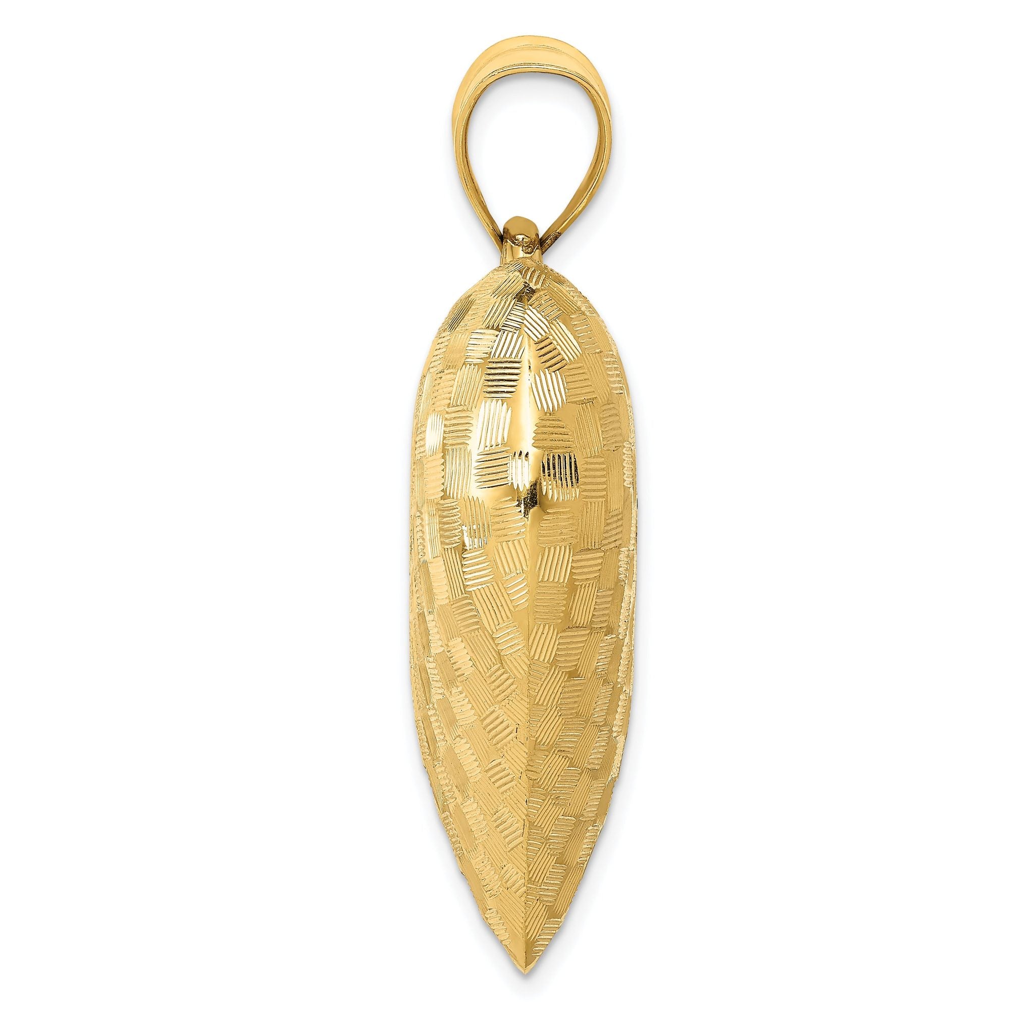 14K Polished Basket Weave Pattern 3-D Puffed Heart Pendant Secondary image