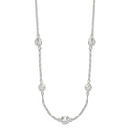 Sterling Silver Polished 5-Station CZ Necklace