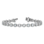 14k White Gold 11 carat Lab Grown Diamond VS/SI+ G+ Round and Oval 7 inch Fancy Tennis Bracelet