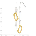 Stainless Steel Gold-Tone Polished & Brushed Square Textured Drop Dangle Earrings for Women
