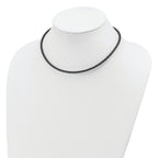 Sterling Silver 16inch 3mm Black Leather Braided Necklace