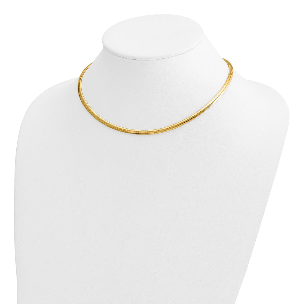 14k Polished 4mm Standard Weight 16 inch Domed Omega Necklace