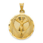 14K Gold Polished Corpus Circle Pendant with Die-Struck Solid Design