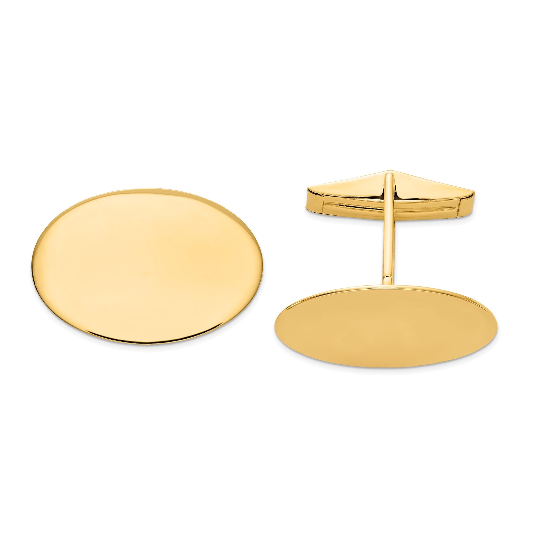 Men's Polished 14K Yellow Gold Oval Cuff Links