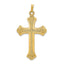 14K Textured and Polished Fleur de lis Cross Pendant