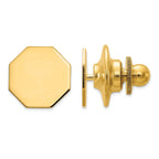 14K Gold Men's Octagonal Tie Tac with Polished Finish and Engravable