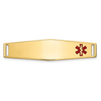 14K Gold Medical ID Bracelet with Red Enamel Engravable Plate