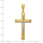 14K Two-Tone Gold Crucifix Pendant with Diamond-Cut Detail