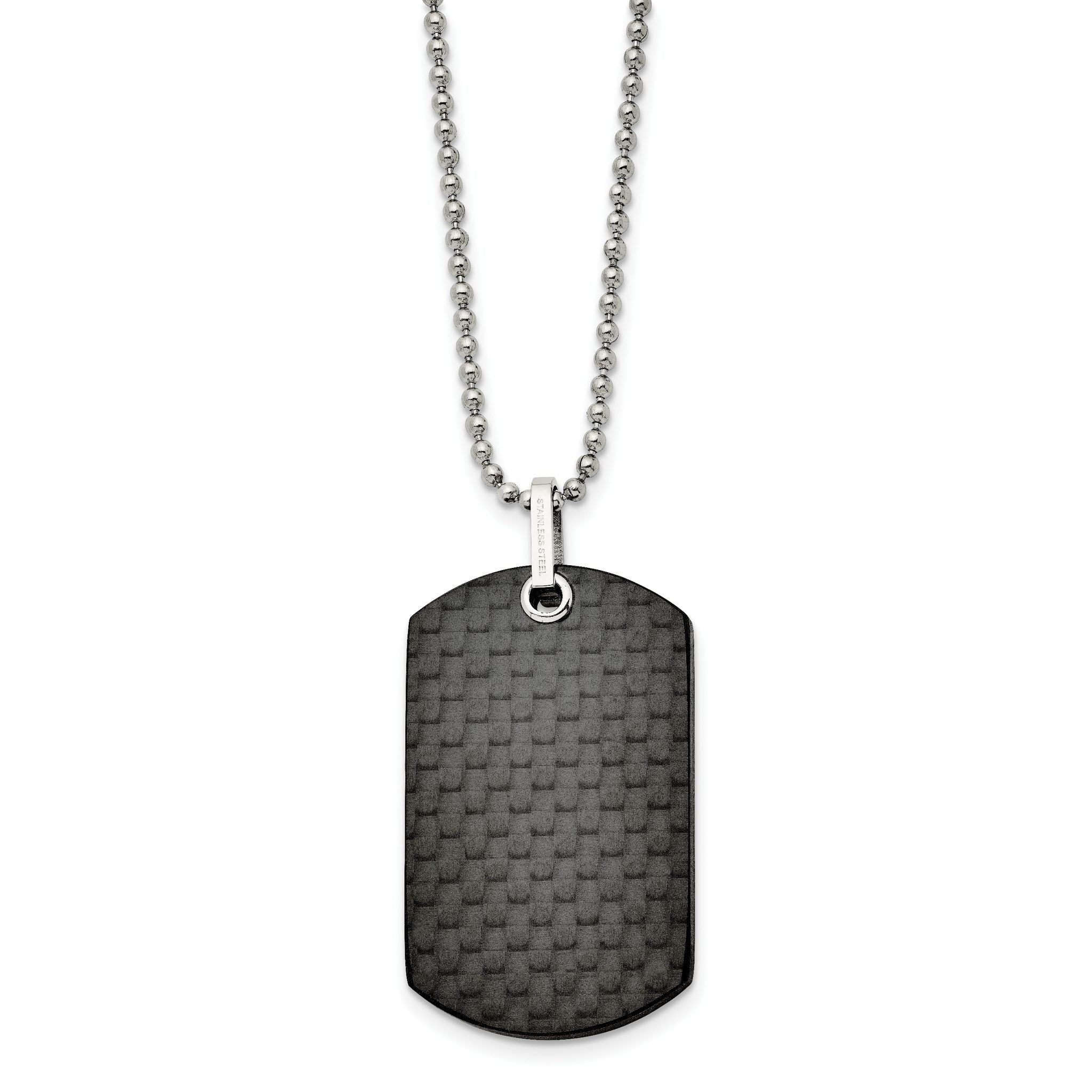 Carbon Fiber Dog Tag Necklace in Stainless Steel, 24in Secondary image