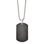 Carbon Fiber Dog Tag Necklace in Stainless Steel, 24in