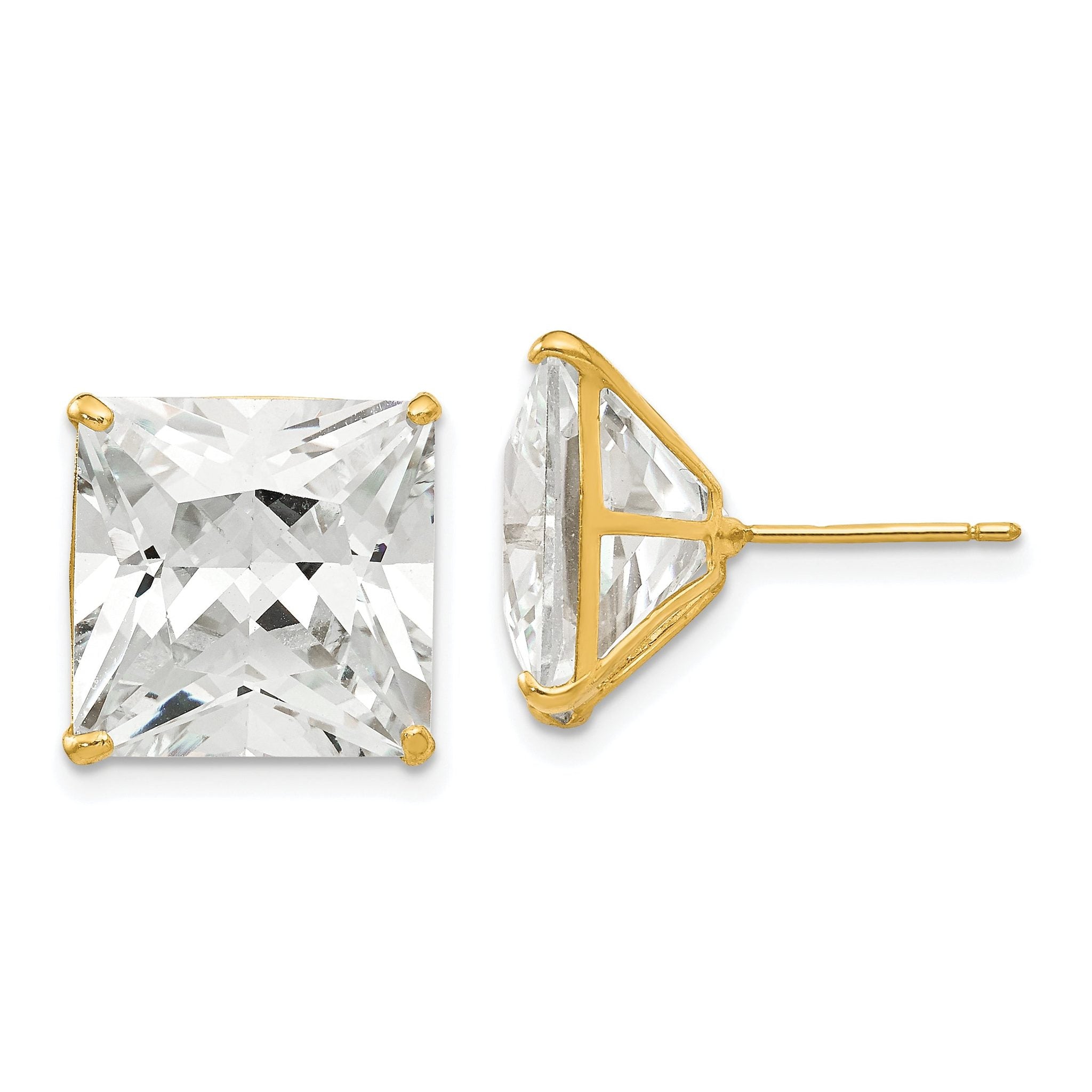 14k 12mm Square CZ Post Earrings Main image