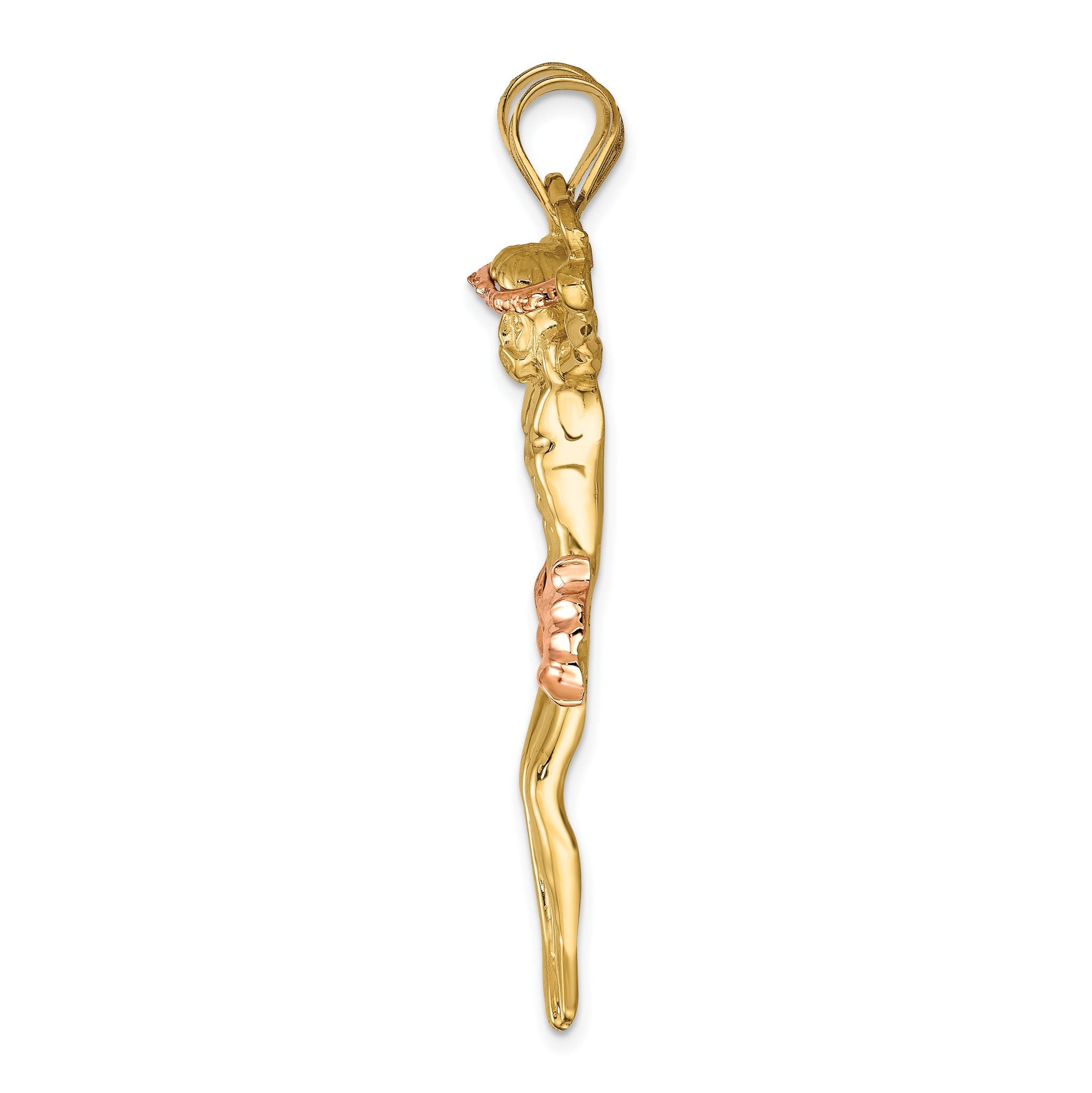14K Two-Tone Gold Corpus Pendant with Rose Accents 51mm Elegant and Unique. Secondary image