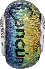 Sterling Silver 925 Glass Bead with Cancun Orange Dichroic Accent